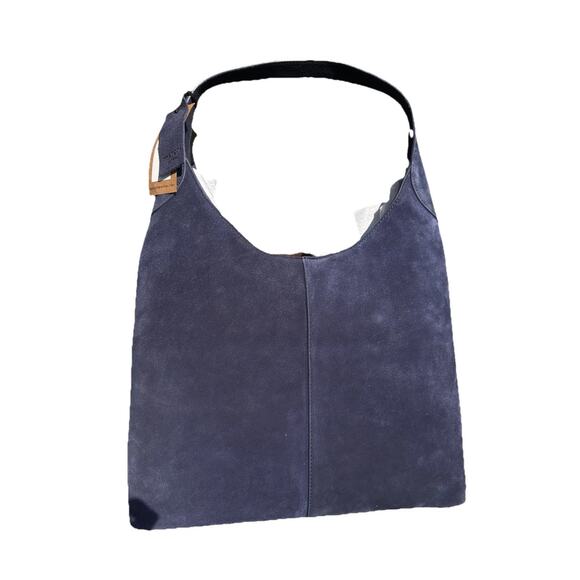 NWT Margot New York Navy Blue Suede Large Hobo Shoulder Tote Bag Viral - Picture 2 of 10